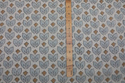 Floral blue block print fabric, thick linen pure 58" wide, Indian linen fabric, upholstery for couch cover - TITLEE
