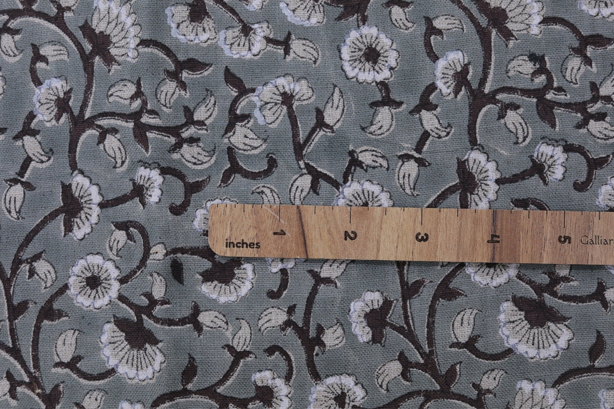 Block print linen napkins, curtains, tablecloth fabric, pure linen 58" wide, floral handmade art, drapery fabric - HIMACHAL