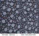 Hand Blockprint  Pure Linen Fabric  AMRITVELA