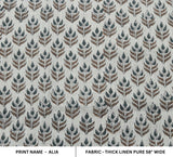 Hand block print Thick linen pure fabric  ALIA