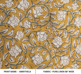 Hand Blockprint Pure Linen Fabric AMRITVELA