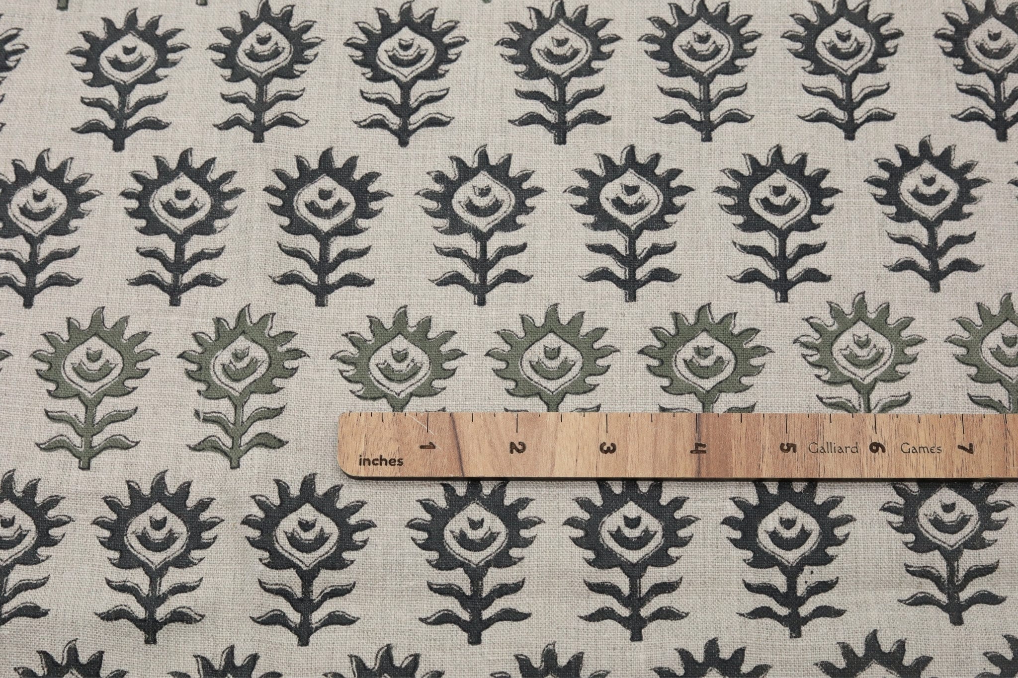 Block print floral pure linen fabric, cushion, pillow, couch and window valance, handmade, printed linen - SURAJMUKHI