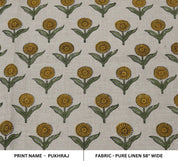 Linen pillow fabric, couch cushion, decorative floral bohemian curtains, linen for room bedding and table cover - PUKHRAJ