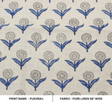 Handcrafted Throw Boho Block Printed Navy Blue and Dark Green Pure Linen Fabric - PUKHRAJ