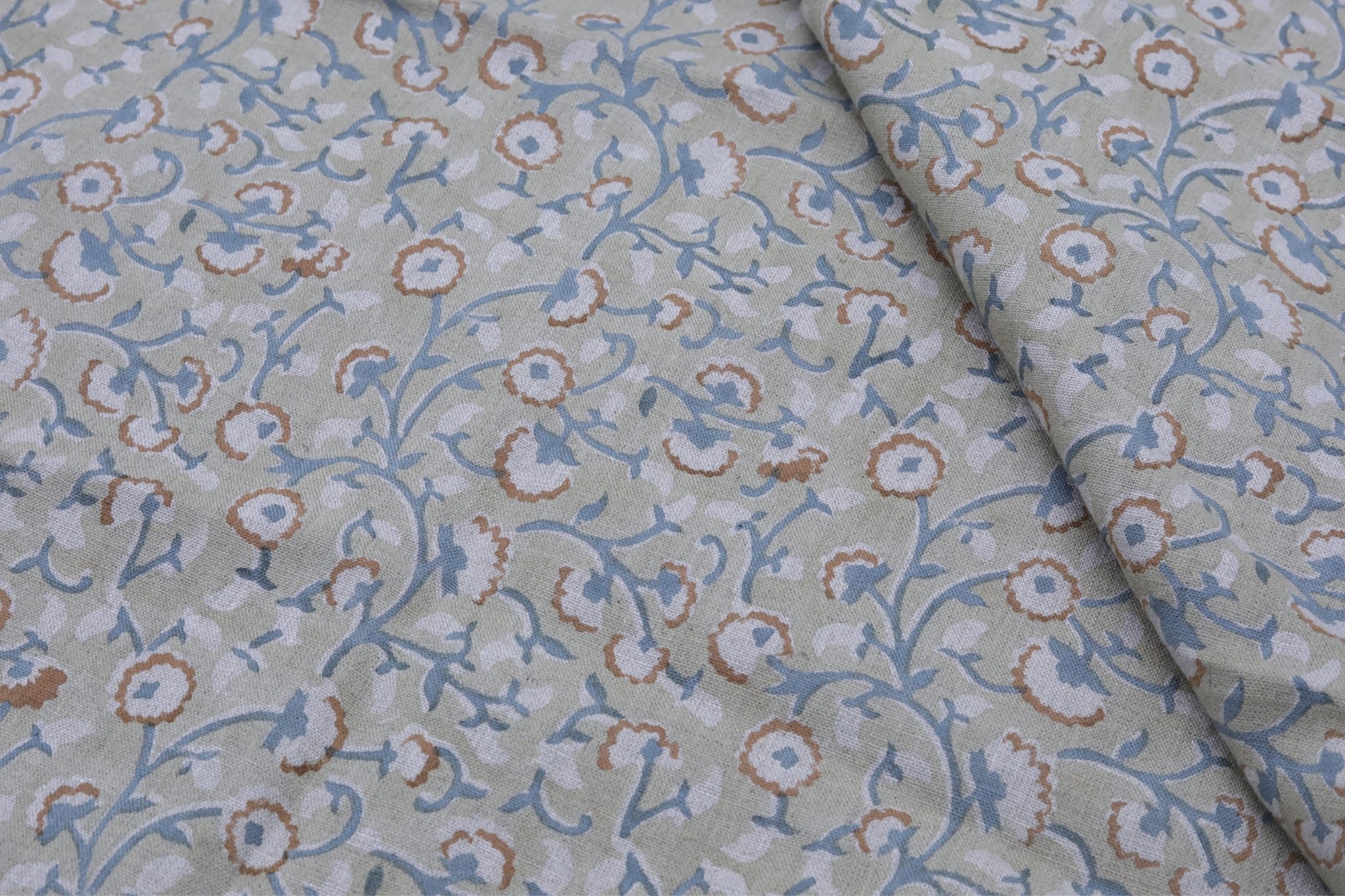 Handmade block print fabric for cushions, pillow, lampshade and curtains, Indian clothing fabric - HIMACHAL