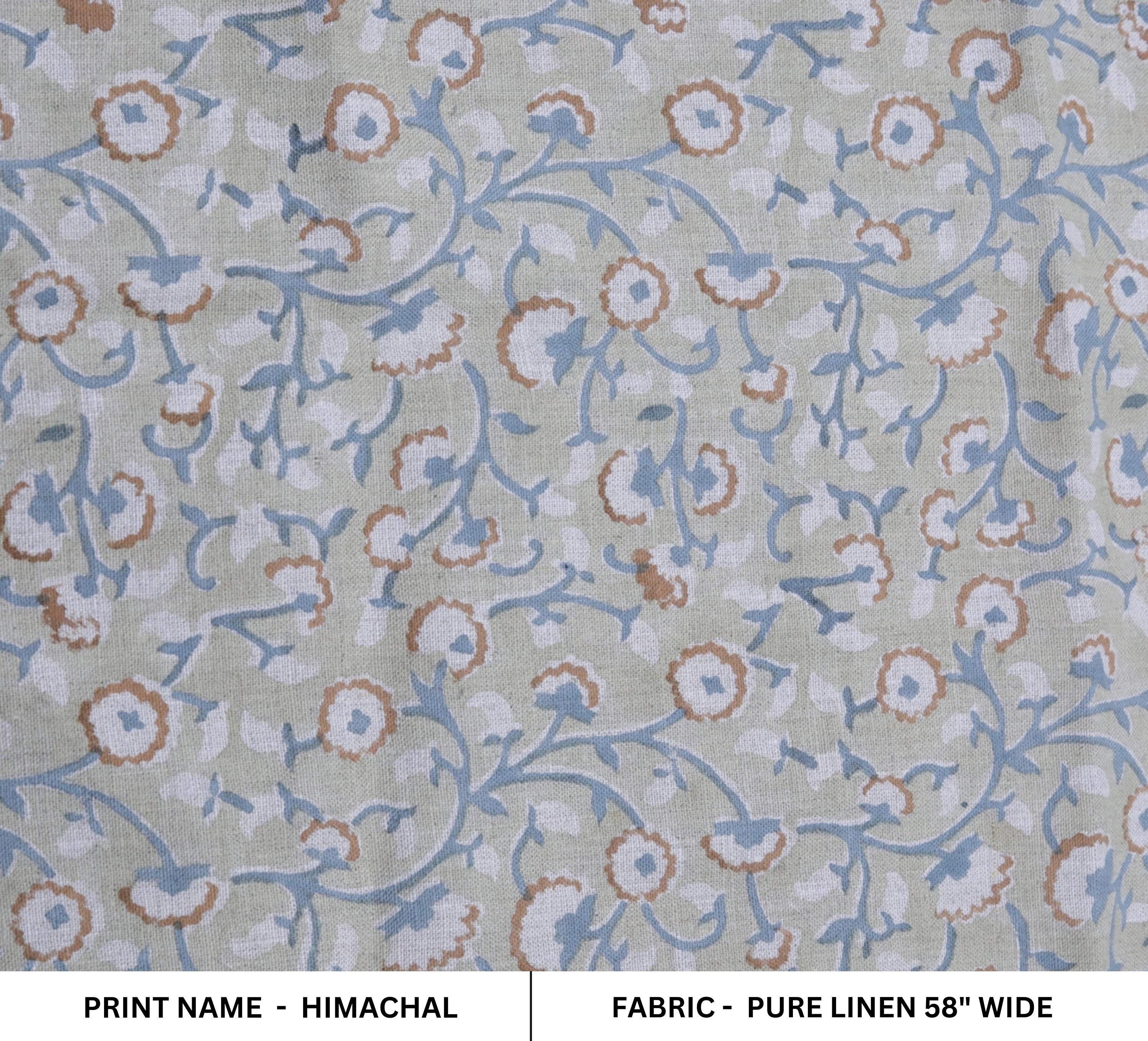 Handmade block print fabric for cushions, pillow, lampshade and curtains, Indian clothing fabric - HIMACHAL