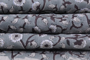 Block print linen napkins, curtains, tablecloth fabric, pure linen 58" wide, floral handmade art, drapery fabric - HIMACHAL