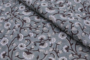 Block print linen napkins, curtains, tablecloth fabric, pure linen 58" wide, floral handmade art, drapery fabric - HIMACHAL