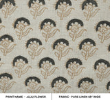 JUJU FLOWER Hand block print Pure linen fabric