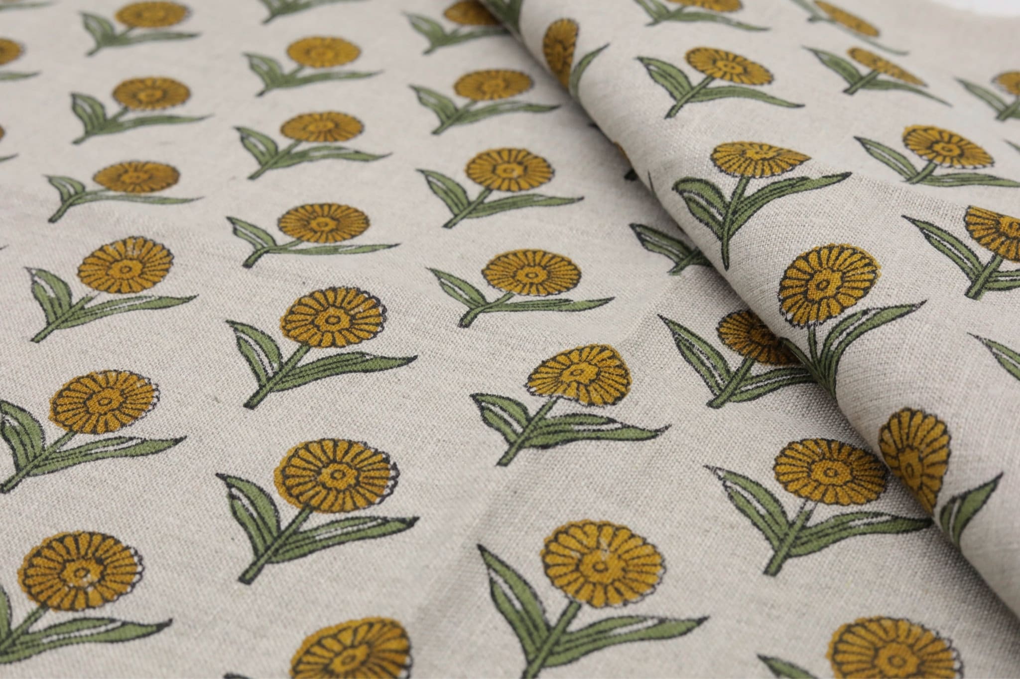 Linen pillow fabric, couch cushion, decorative floral bohemian curtains, linen for room bedding and table cover - PUKHRAJ
