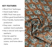 Handmade block print fabric, decorative table napkins and cloth, linen valance fabric, upholstery linen - MAYUR