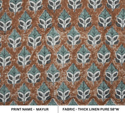 Handmade block print fabric, decorative table napkins and cloth, linen valance fabric, upholstery linen - MAYUR