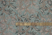 Block print linen fabric pillow, cushion, window linen curtain, floral handmade art, Indian textile, linen drapery upholstery - KAMAL DUTTA
