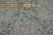 Block print linen fabric pillow, cushion, window linen curtain, floral handmade art, Indian textile, linen drapery upholstery - KAMAL DUTTA