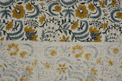 Pure linen floral hand block print, linen window valance, printed cushion and pillow cover, linen bohemian floral decor - KUNDANVAN