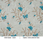 Floral hand block print, natural decorative floral table cover and couch cushions, window curtains fabric - DAISY