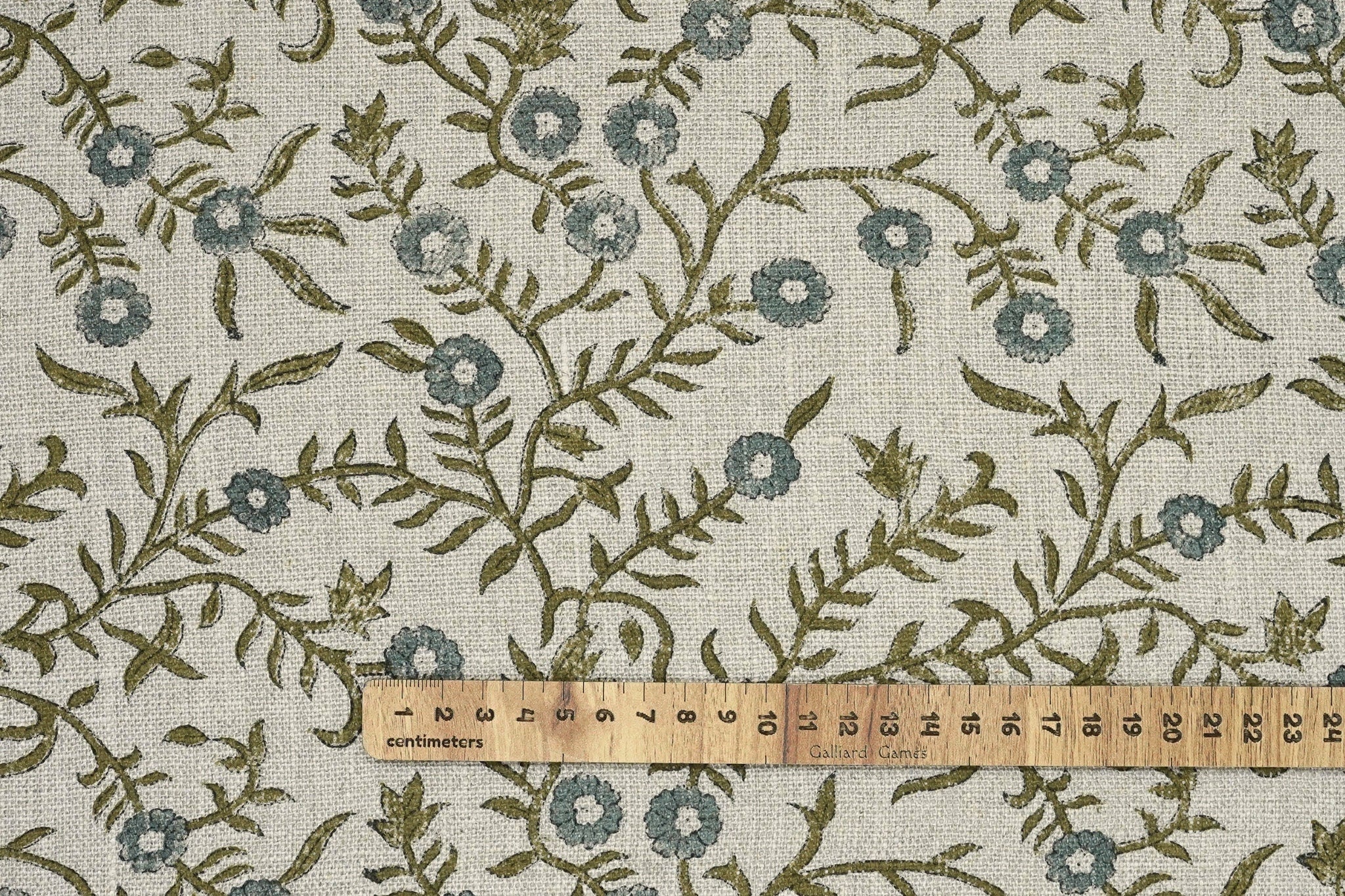 Floral hand block print, upholstery thick linen fabric for drapery curtains and sofa cover, linen pillow fabric - SEHJAN
