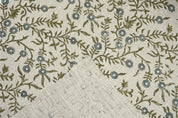 Floral hand block print, upholstery thick linen fabric for drapery curtains and sofa cover, linen pillow fabric - SEHJAN