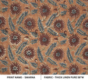 Upholstery drapery thick linen fabric for cushion covers, curtains, sofa cover, hand block print, floral handmade art - SWARNA