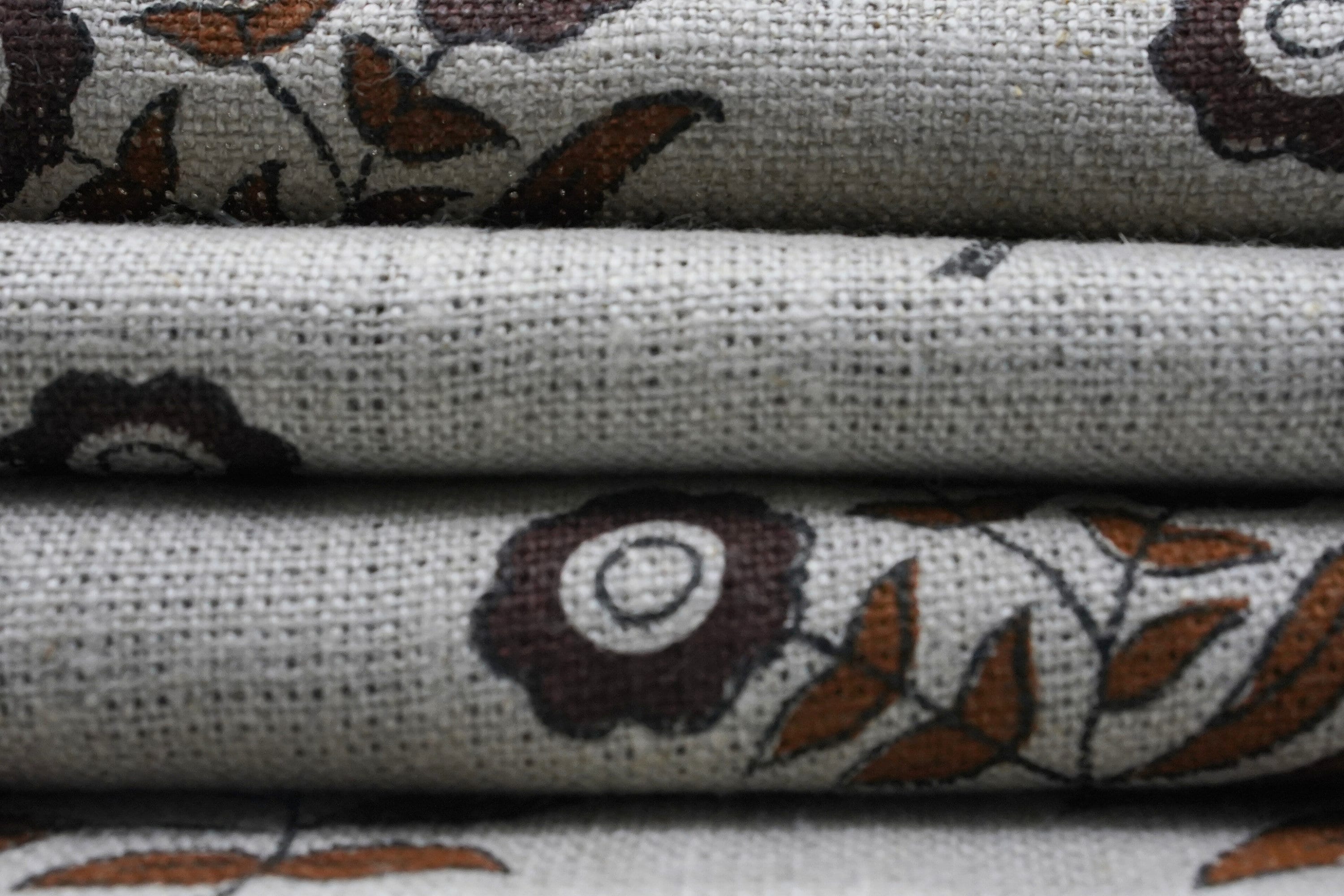 Floral block print fabric, thick linen 58" wide, upholstery fabric for curtains, cushions, handmade art, handloom fabric - NEHA