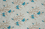 Floral hand block print, natural decorative floral table cover and couch cushions, window curtains fabric - DAISY