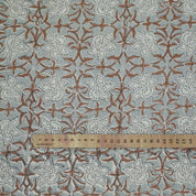 Floral hand block print thick linen fabric - CHUDAMANI