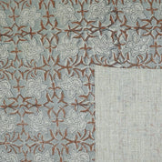 Floral hand block print thick linen fabric - CHUDAMANI