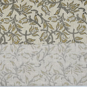 Floral block print linen blend natural fabric - KAMALDUTTA