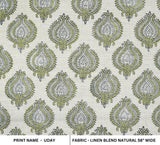 Handcraft Printed Brownish Floral Linen Blend Fabric - Uday Elegance