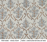VISHALPUSHP GRAY HANDCRAFTED LINEN BLEND FABRIC FLORAL PRINT