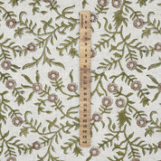 LINEN HAND BLOCK PRINT FABRIC FLORAL DECORATIVE FABRIC  - SEHJAN