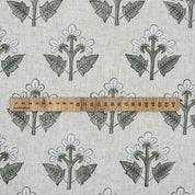 Handblock Printed Green Floral Viscose Linen Fabric Chahat Grace