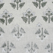 Handblock Printed Green Floral Viscose Linen Fabric Chahat Grace