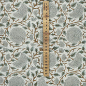 HAND BLOCK PRINT VISCOSE LINEN UPHOLSTERY FLORAL FABRIC  - KARWACHAUTH