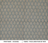 Handcraft Block Printed Throw Boho Green Floral Thick Linen Fabric For Curtains - KHUSHBU