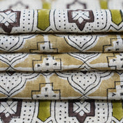 HAND BLOCK PRINT FLORAL UPHOLSTERY LINEN BLEND NATURAL - JHAROKA