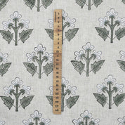 Handblock Printed Green Floral Viscose Linen Fabric Chahat Grace