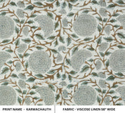 HAND BLOCK PRINT VISCOSE LINEN UPHOLSTERY FLORAL FABRIC  - KARWACHAUTH