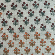 HAND BLOCK PRINT, LINEN FLORAL FABRIC, VISCOSE LINEN, UPHOLSTERY FABRIC, DESIGNER FABRIC - KESARIYA