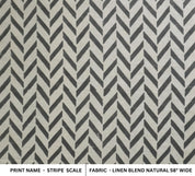 BLOCK PRINT LINEN FABRIC, LINEN BLEND NATURAL, STRIPE FABRIC FOR SHADES AND CURTAIN - STRIPE SCALE