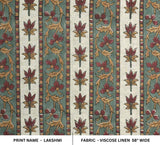 VISCOSE LINEN PILLOW COVER, CURTAIN, AND TABLECLOTH, HAND BLOCK PRINT LINEN FABRIC - LAKSHMI