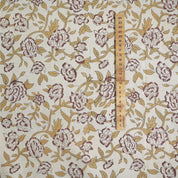 LINEN BLOCK PRINT FABRIC, LINEN BLEND NATURAL, HANDMADE INDIAN ART, PRINTED LINEN - MRIGNAYANI