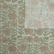 PRINTED LINEN FABRIC, HAND BLOCK PRINT LINEN BLEND NATURAL, FLORAL FABRIC FOR UPHOLSTERY AND DECOR - JAIPURI JAAL