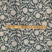 LINEN FLORAL BLOCK PRINT, HANDMADE PRINT FABRIC FOR COUCH AND DRAPERY, FLOWER PRINT LINEN - GOPI