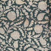 LINEN FLORAL BLOCK PRINT, HANDMADE PRINT FABRIC FOR COUCH AND DRAPERY, FLOWER PRINT LINEN - GOPI