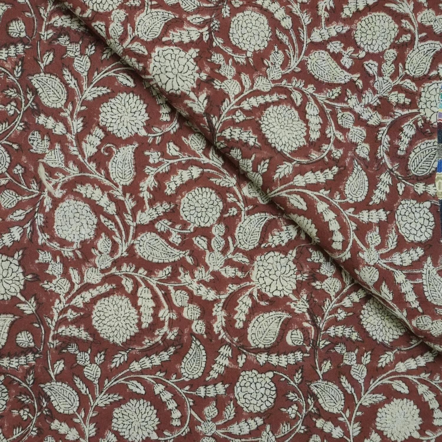 HANDMADE PRINT FABRIC FOR COUCH COVER DRAPERY LINEN, FLORAL HAND BLOCK PRINT, INDIAN FABRIC - GOPI