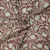 HANDMADE PRINT FABRIC FOR COUCH COVER DRAPERY LINEN, FLORAL HAND BLOCK PRINT, INDIAN FABRIC - GOPI