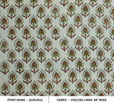 HANDMADE LINEN FABRIC, BLOCK PRINT FLORAL CUSHION AND PILLOW, BOHO LINEN FABRIC - GURUKUL