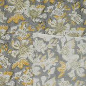 VISCOSE LINEN 58" WIDE, HAND BLOCK PRINT LINEN, INDIAN FLORAL FABRIC, LINEN BY THE YARD - PAPAYA LEAF