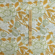 FLORAL BLOCK PRINT LINEN FABRIC FOR CURTAIN, BEDDING, CUSHION AND UPHOLSTERY - AKASH GANGA